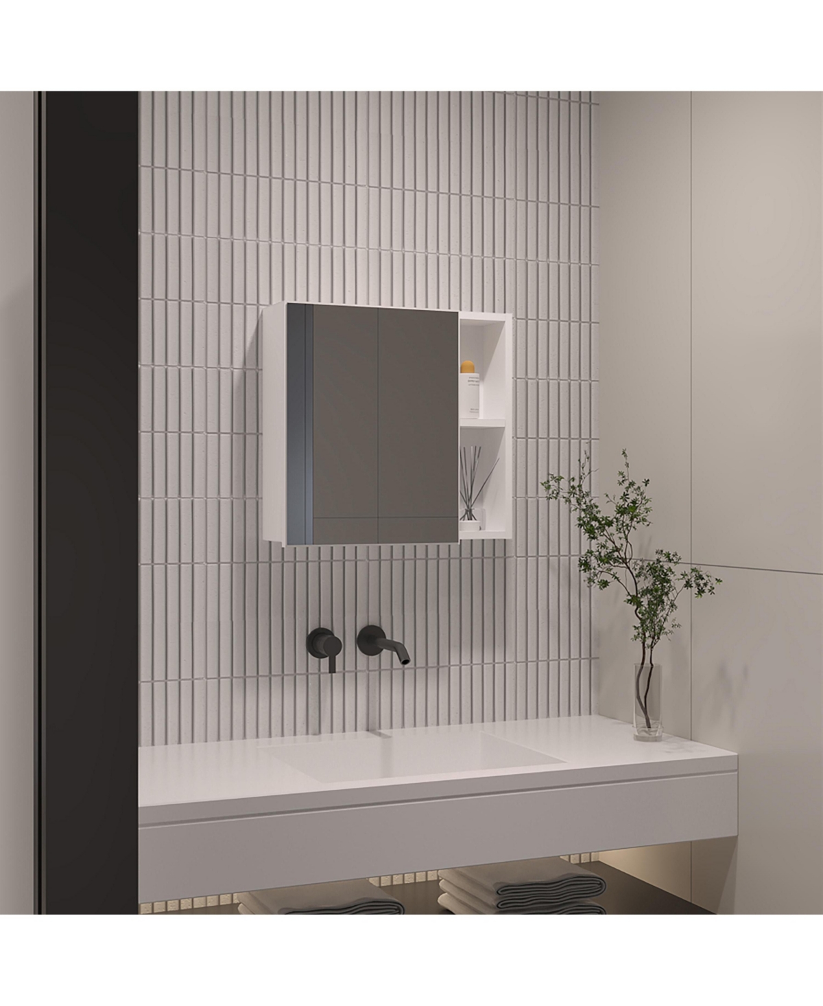 Airsurfer Metal Wall-Mounted Medicine Cabinet with Mirror and Storage Racks