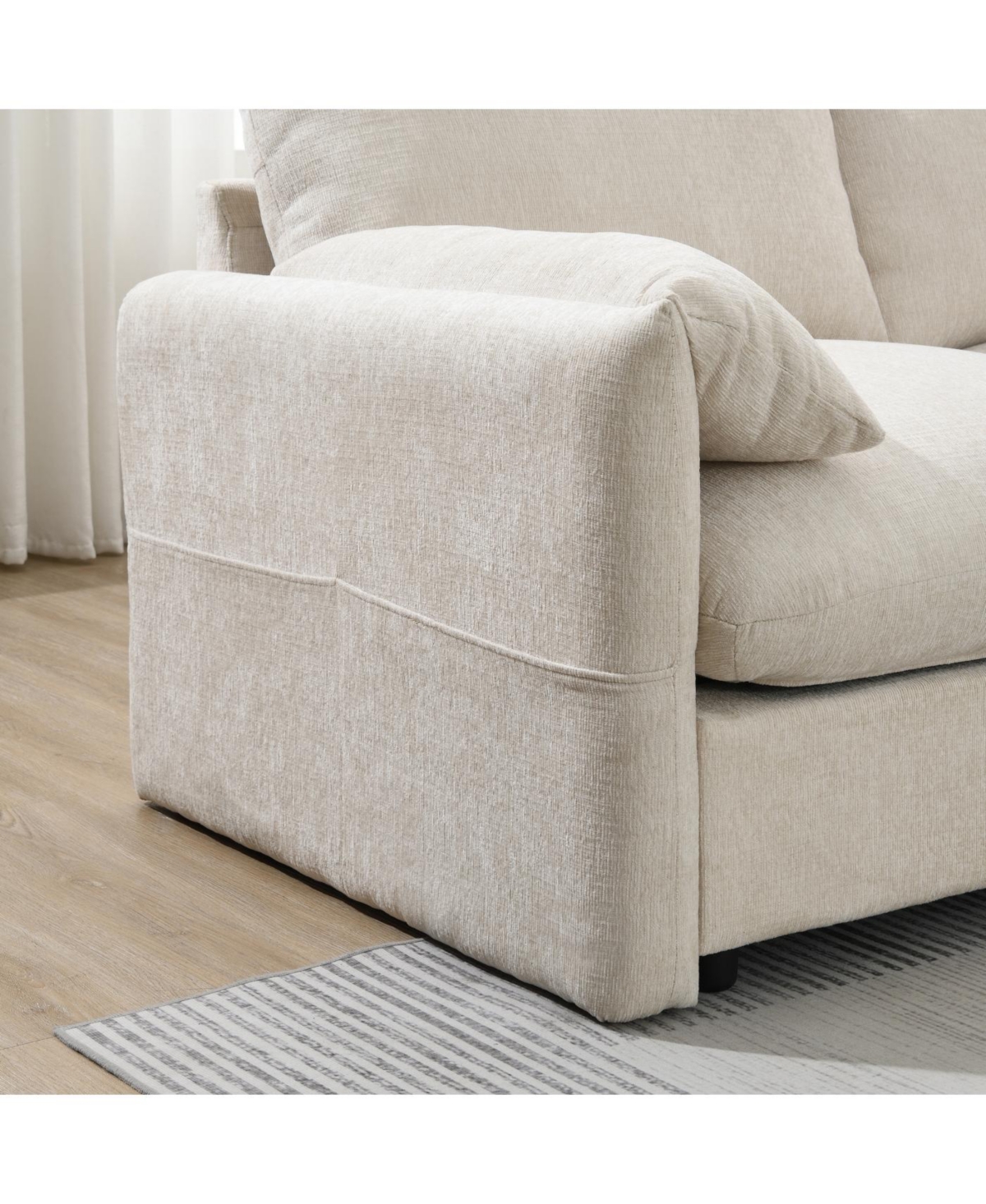 Streamdale Furniture 96.5" L-Shaped Chenille Sectional Sofa w/ Storage Ottoman & Usb Charger