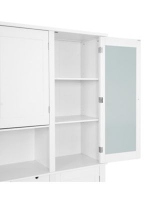 Traditional Buffet with Hutch, Large Kitchen Pantry Storage Cabinet