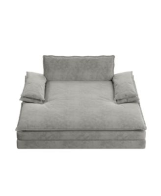 Modern Oversized Double Chaise Lounge Chair with Pillows & Wide Armrests