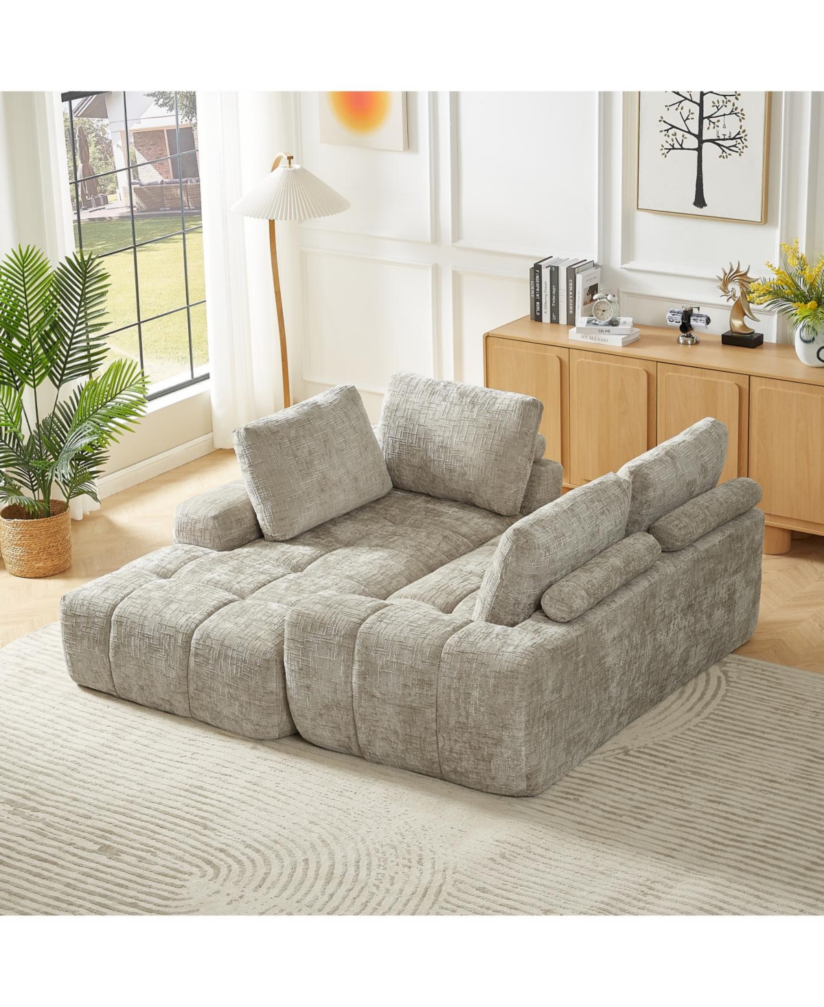 Streamdale Furniture Streamdale Chenille L-Shape Luxury Sectional Sofa, Comfy Sleeper Couch for Living Room
