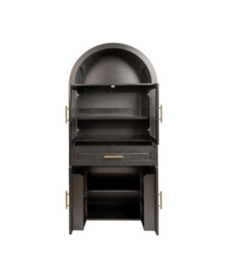 Streamdale 71" Arched Kitchen Pantry Cabinet with Glass Door, Black