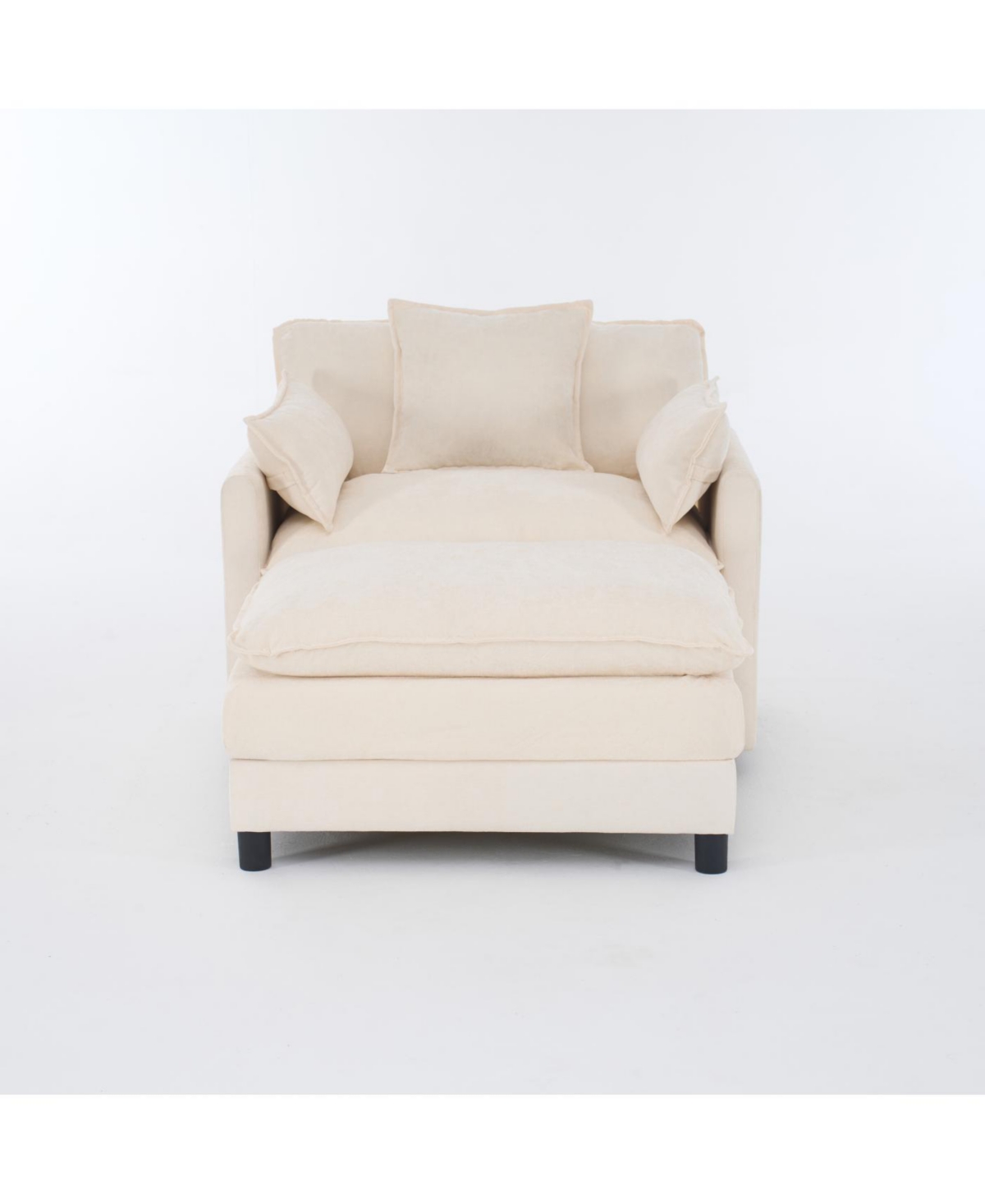 Streamdale Furniture Streamdale Modern Accent Chair with Ottoman, Chenille Upholstered Armchair, Beige