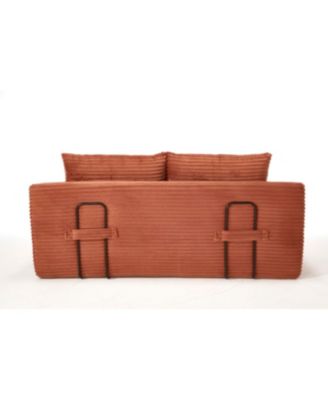 Streamdale Orange Corduroy Loveseat Sofa with Memory Foam & Steel Frame - Convertible 2-in-1 Design