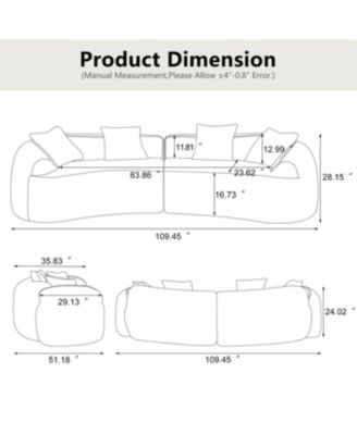 Streamdale Beige Curved Sofa, Nordic-style Design for Living Room, Comfortable & Soft
