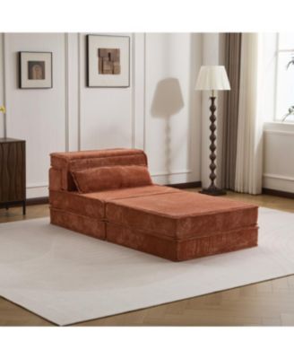 Streamdale Compression Sofa, Convertible Floor Sofa Bed, Modular Sectional, No Assembly, Orange