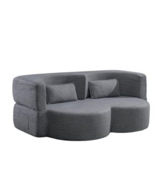 Streamdale Gray Teddy Bear Fabric Folding Sofa Bed Sleeper Futon