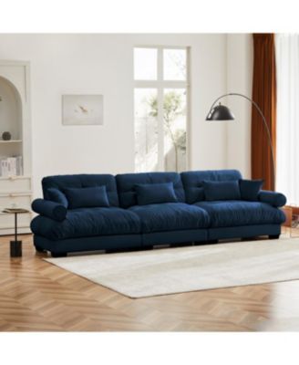 Extra Large 3 Seat Modern Velvet Sofa, Oversize, Comfortable, Blue