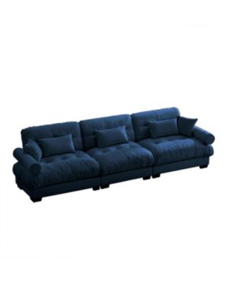 Extra Large 3 Seat Modern Velvet Sofa, Oversize, Comfortable, Blue