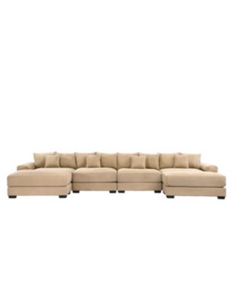 Camel Oversized Cloud Modular U-Shape Sectional Couch with Ottoman