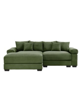 Streamdale 92" Oversized Cloud Modular L-Shape Sectional Couch, Soft Corduroy, Green