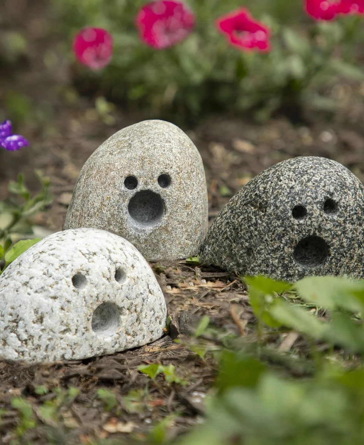 Uncommon Goods Garden Ghosts Hand-Carved Stone Figurines, Set of 3
