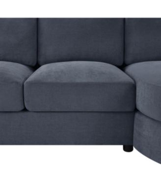 Streamdale Modern L-shaped Sofa Couch with Curved Chaise, USB & Storage, Blue
