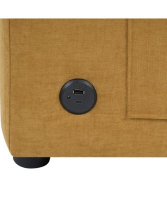 Streamdale Modern L-shaped Sofa Couch with Curved Chaise, USB & Storage, Blue