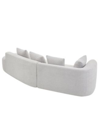 116" Modern Curved Sectional Sofa with Chaise Lounge, Pearl Upholstery, 2-Piece Set