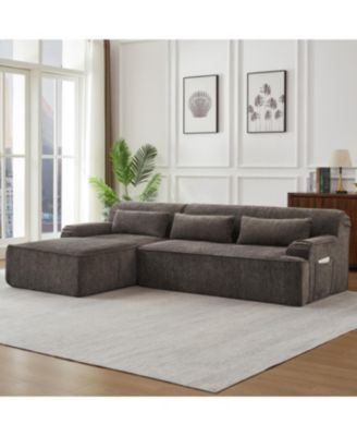 Chenille L-Shape Luxury Sectional Sofa, Comfy Sleeper Couch for Living Room