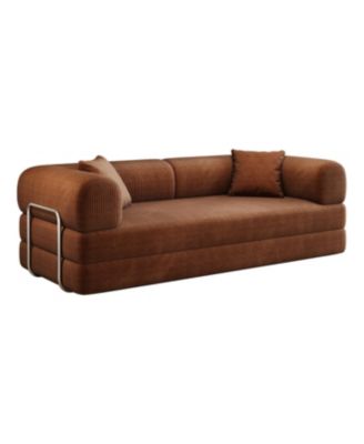 Streamdale Corduroy Compression Sofa Bed with Pillow Back Support, Brown