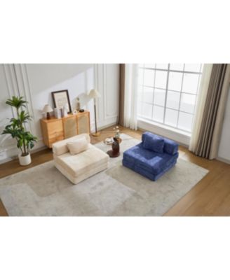 Streamdale Compression Sofa, Convertible Floor Sofa Bed, Single Seater Modular Sectional, Dark Blue