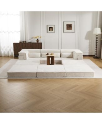 Streamdale Compression Sofa, Convertible Floor Sofa Bed, White