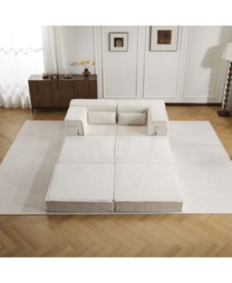 Streamdale Compression Sofa, Convertible Floor Sofa Bed, White