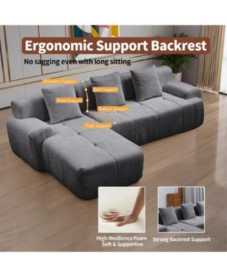 Streamdale Modern cloud sofa, modular L-shaped chaise, deep seat, no assembly.