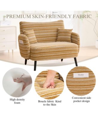 Streamdale Modern two-seater sofa with armrests, pillows, and storage pockets