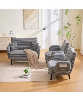 Streamdale Modern two-seater sofa with armrests, pillows, and storage pockets