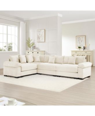 Oversized Cloud Modular Sectional Couch, Convertible, Deep Seat, Cream