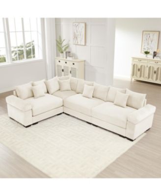 Oversized Cloud Modular Sectional Couch, Convertible, Deep Seat, Cream