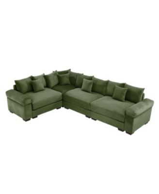 Oversized Cloud Modular Sectional Couch, Convertible, Deep Seat, Green