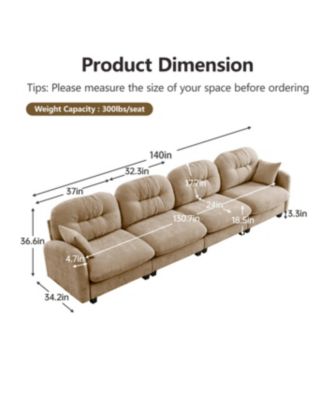 Four-Seater Modular Sectional Couch with Premium Chenille Fabric