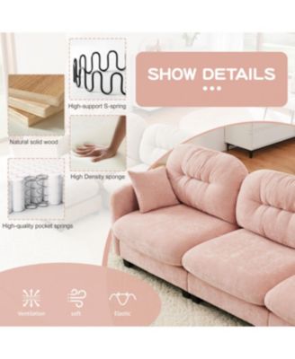 Three-Seater Modular Sectional Couch, Soft Chenille, Pink