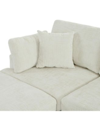 Streamdale U-Shaped Sectional Sofa with Movable Ottoman, 6-Piece Chenille Sofa Set