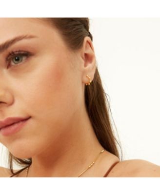 Seven Bead Sterling Silver Hoop Earrings