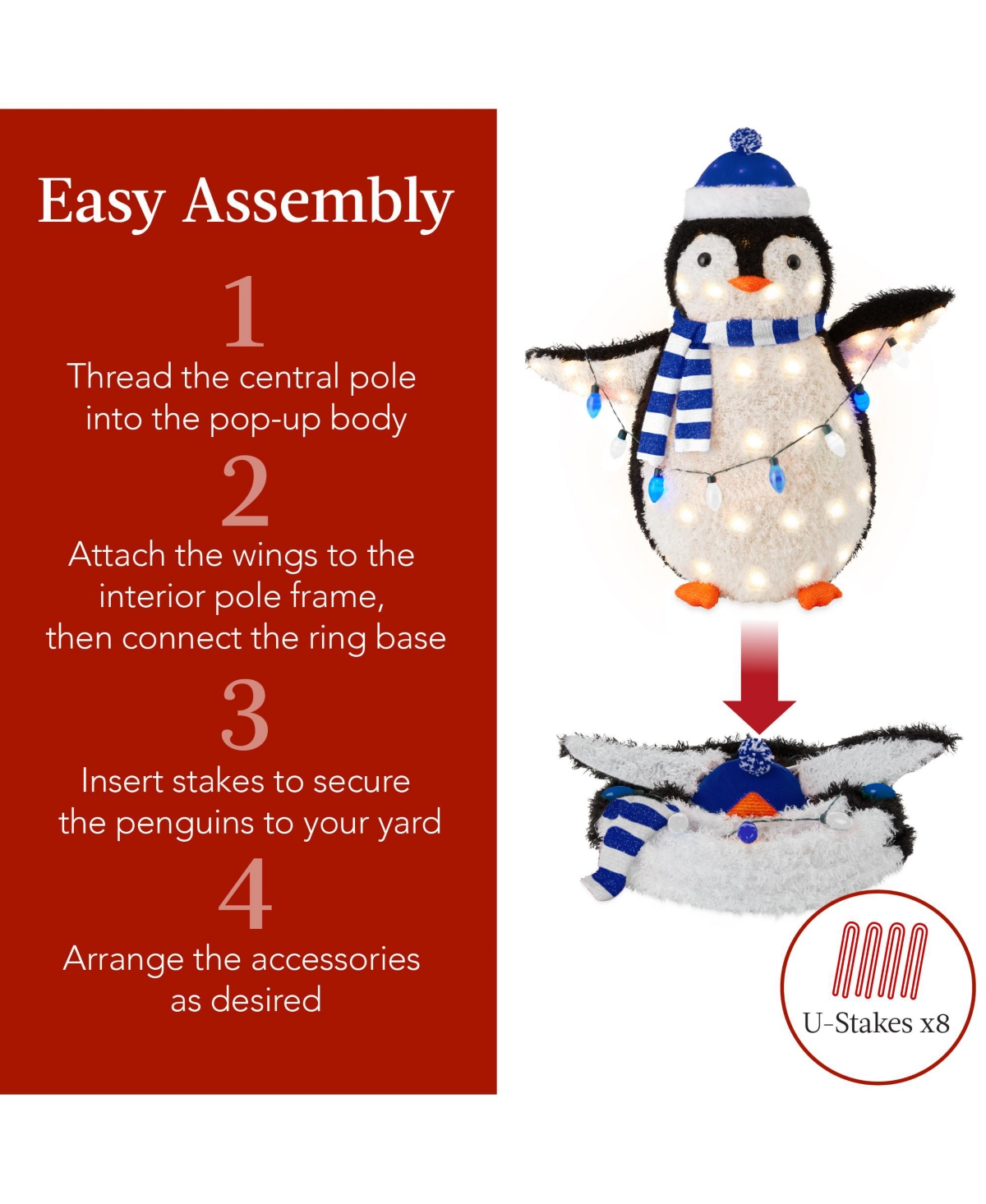 Best Choice Products 2-Piece Lighted 3ft Pop-Up Penguin Family Outdoor Christmas Decoration w/ 150 Led Lights