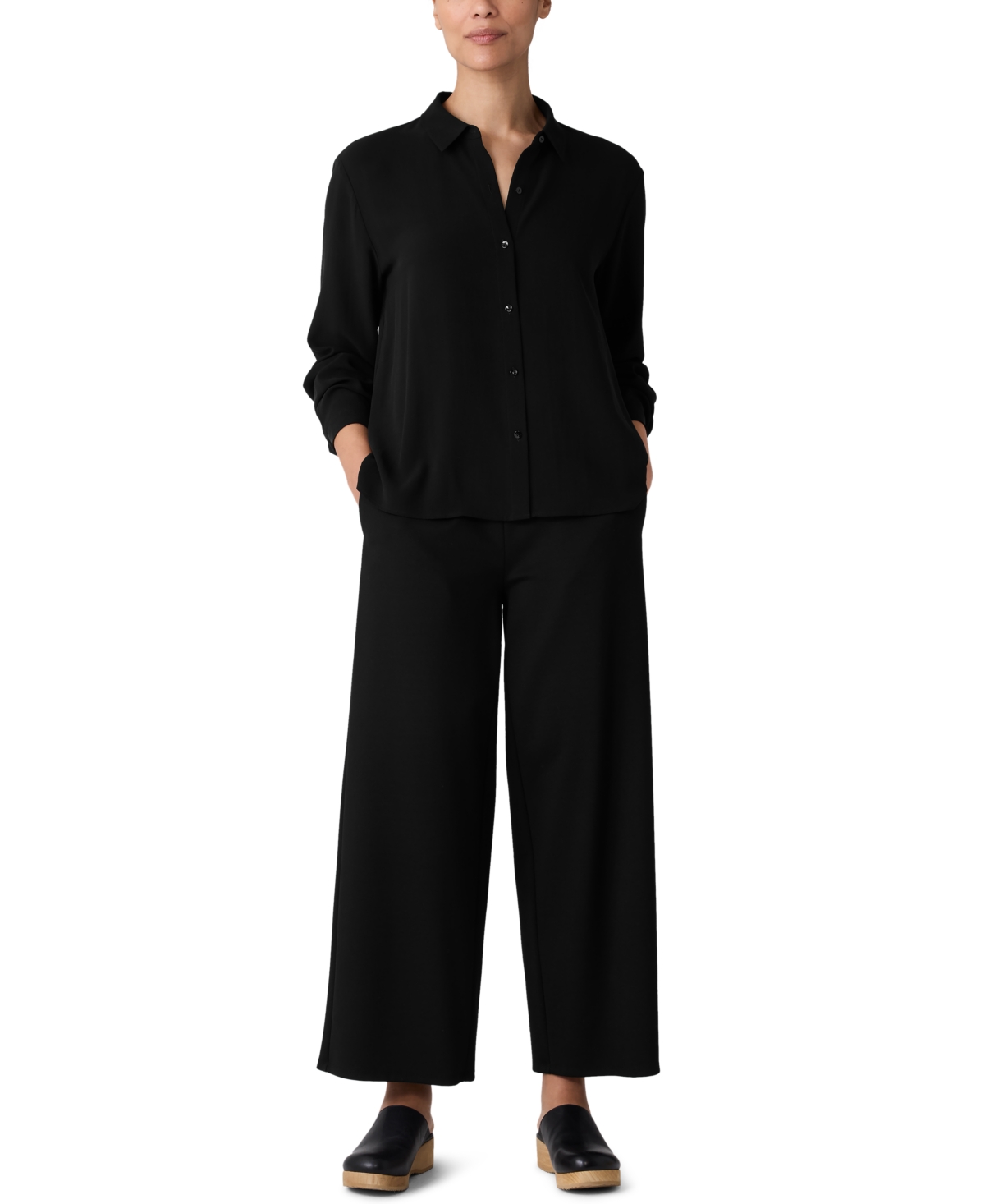 Eileen Fisher Petite Classic Collar Long-Sleeve Shirt