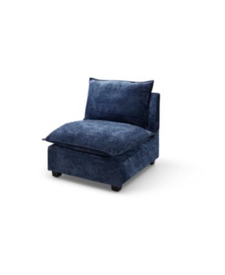 Modern Linen L-Shape Sectional Sofa with Convertible Ottoman - Blue