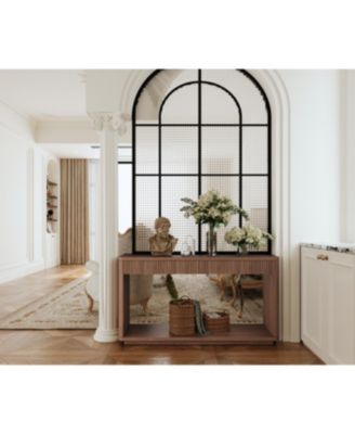 Streamdale 60" Modern 2-Drawer Fluted Console Table - Walnut