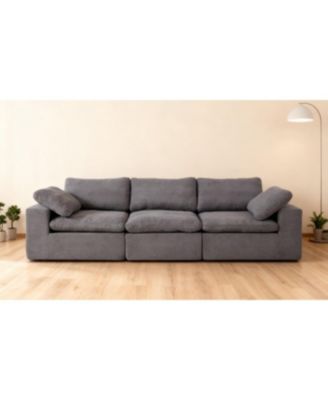 Chenille Fabric Upholstered Sofa, Oversized Comfy Cloud 3-Seater Sofa Couch, Grey