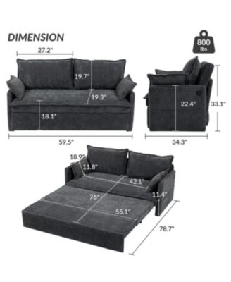 Streamdale Ergonomic Sofa Bed with Storage & Charging - Corduroy Convertible Sleeper