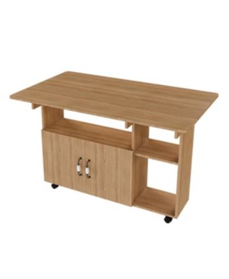 Streamdale Multi-Functional Folding Table with Storage Shelves and Wheels