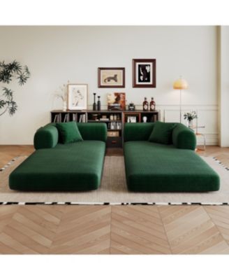 Corduroy Compression Sofa Bed with Pillow Back Support - Green