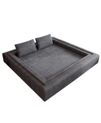 Grey Sofa Bed with Rectangle Pillow and Cushions