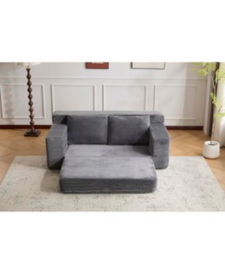 Streamdale Dark Grey Corduroy Loveseat Sofa Bed with Reversible Cushions