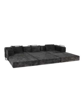 Compression Sofa, Convertible Floor Sofa Bed, Modular Sectional, Black