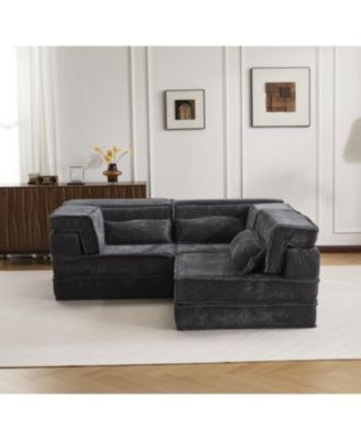 Streamdale Compression Sofa, Convertible Floor Sofa Bed, Modular Sectional, 3 Seater, Dark-Grey