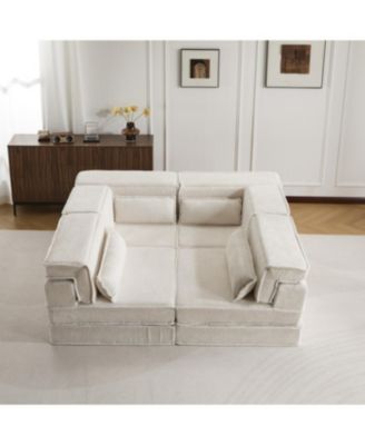 Compression Sofa, Convertible Floor Sofa Bed, White