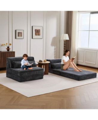 Compression Sofa, Convertible Floor Sofa Bed, Modular Sectional Sofa, Dark Grey