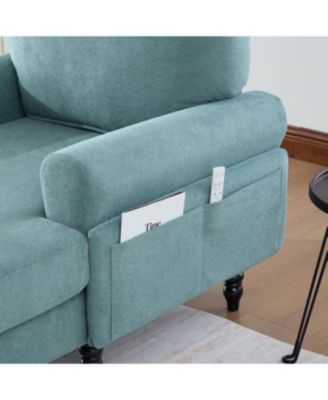 Streamdale Modern Minimalist Chenille Chaise Lounge Recliner Single Sofa with Wooden Legs & Storage Pockets