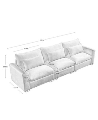3 Seater Deep Seat Couch for Living Room, Green Corduroy